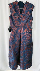 NWT Kay Unger Faustine Jumpsuit Navy Bronze Sz 12 Orig $398 - Picture 1 of 13
