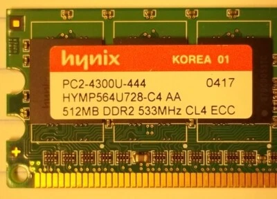 Hynix HYMP564U728-C4 AA 512MB PC2-4200 DDR2-533MHz ECC 24-Pin DIMM - Image 1 of 3