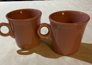 HLC Fiestaware Ring Handle Mug Rose Pink Retired Made in USA 3.5" Cup LOT of 2 - Picture 1 of 4