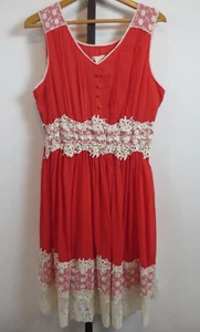 Kloz Lyne Coral Sleeveless Dress Womens Sz XL Crochet Flowers Style 51261ST NWT - Picture 1 of 9