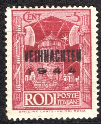 Dt. Reich Inselpost Rhodos Weihnachtsmarke MiNr. 12IV * mit Signaturen u. Attest - Bild 1 von 2