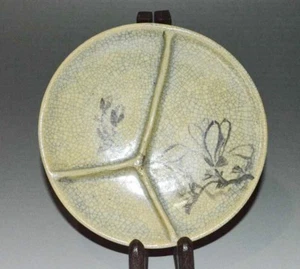 PIATTO ANTICO GIAPPONESE Piatto Ceramica INCHIOSTRO VINTAGE DIPINTO FIORE Giappone Vaso c684 - Foto 1 di 12