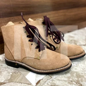 American Rough Out Ankle Boots - 100% Suede Leather Low Shoes US Army New Repro - Picture 1 of 8