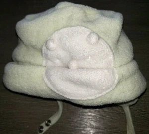 CHILDRENS PLACE 0/6 month light green FLEECE WINTER HAT face on edge CHIN STRAP - Picture 1 of 1