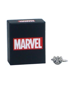 Marvel's Shield Stainless Steel Womens Bling Ring Size 6 Rhinestone Inset Marvel - Picture 1 of 4