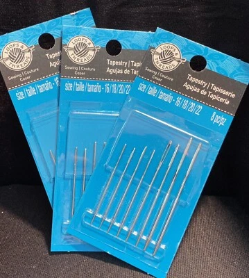 PACK 3 agujas de tapiz tamaños 16,18,20,22 lazos e hilos marca 24 agujas NUEVO Foto 1 de 4