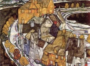 Dream-art Oil painting nice landscape Island-Town-Egon-Schiele-oil-painting art - Picture 1 of 1