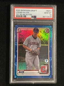 2020 Bowman Logan Allen Blue Foil First Edition /150 PSA 10 Rookie RC Cleveland - Picture 1 of 2