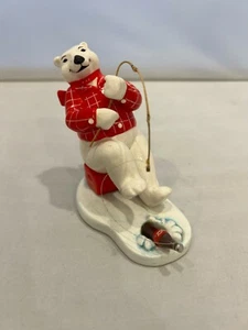 Vintage Coca Cola Ceramic Polar Bears Figurines "Always Ice Fishing" 1995 - Picture 1 of 6