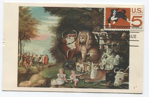 US Postage 1966 FDI postcard Humane Treatment Animals Hicks Peaceable Kingdom - Picture 1 of 2