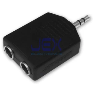 2-way Audio Headphone Splitter Male 3.5mm 1/8" to Female 6.35mm 1/4" Stereo Jack - Picture 1 of 1