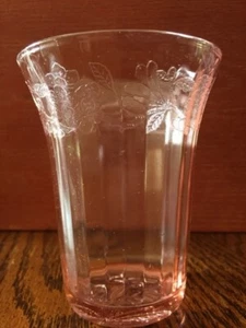 Cherry Blossom Pink by Jeannette 9 oz. Flat Tumbler Depression Glass Vintage - Picture 1 of 12
