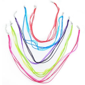 Collier Ruban Organza Fil Cordon Fermoir Chaine Création Perle Bijoux Pendentif - Imagen 1 de 6