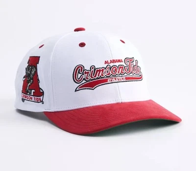 Mitchell & Ness Alabama Crimson Tide Hat White Red Snapback Pro Crown Retro Cap - Image 1 of 2