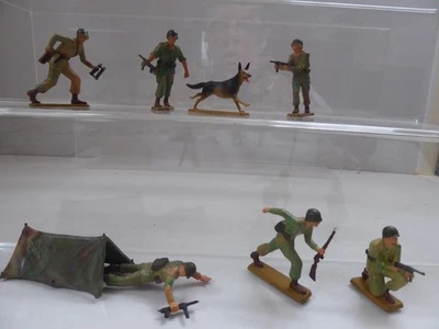  soldats commandos starlux série luxe spéciale anciens socles ocres 1965 - Photo 1/4