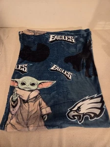 Star Wars Baby Yoda Philadelphia Eagles Blanket 38x48 Inches Rare Northwest - Picture 1 of 7
