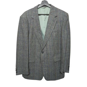 Hill & Archer 100% Pure Wool Glen Plaid Sport Coat Gray Blue Red 42R Uruguay - Picture 1 of 13
