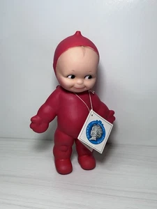 Vintage 1963 Ragsy KEWPIE Doll Squeak Toy RED SNOWSUIT Cameo w/ ORIGINAL TAG - Picture 1 of 21