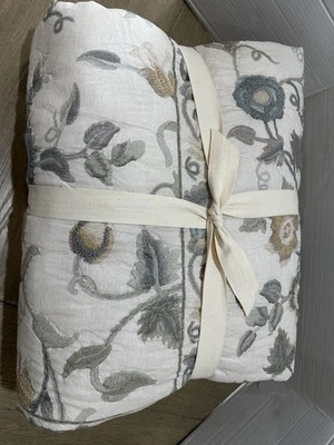 Pottery Barn Tessa Embroidered Quilt KING Cal King Blue Multi Floral Read Descri - Image 1 of 2