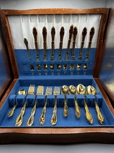 Juego de cubiertos International Silver Company 50 piezas enchapado en oro - Imagen 1 de 7