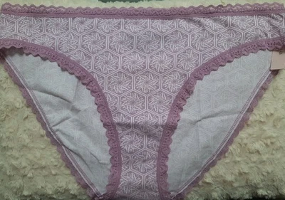 Nuevo Victoria's Secret Púrpura Blanco Color Algodón/Modal Bikini Panty, Talla XL Foto 1 de 4