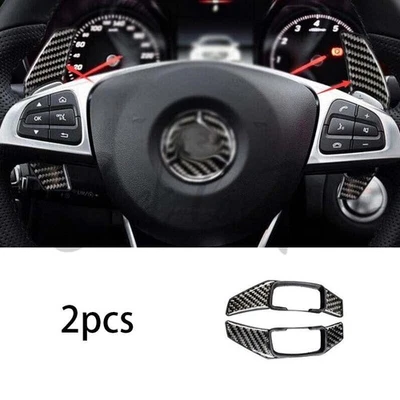 Pás de câmbio de volante para Benz GLC X253 2016-2019 fibra de carbono real 2 peças - Imagem 1 de 4