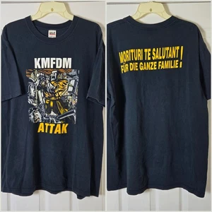 Vintage Official KMFDM ATTAK Band Tour T-shirt Men's Size XL Black Y2K Rock 2002 - Picture 1 of 6
