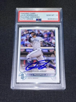 Julio Rodríguez Firmado 2022 Topps Actualización Debut PSA Slab Mariners ROY Auto 10 Foto 1 de 2