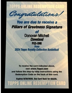 2023-24 Topps Royalty Donovan Mitchell Pillars of Greatness EN TARJETA AUTO Cavs - Imagen 1 de 1