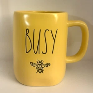 Rae Dunn Artisan Collection Yellow “Busy” Bee Coffee Mug Tea Cup - Picture 1 of 4