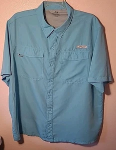 Camicia da pesca RealTree uomo 2XL blu chiaro con bottoni manica corta ventilata outdoor - Foto 1 di 9