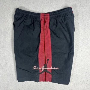 Vintage NIKE Air Jordan Jumpman Spell Out Athletic Shorts 80s 90s Black Red Rare - Picture 1 of 9