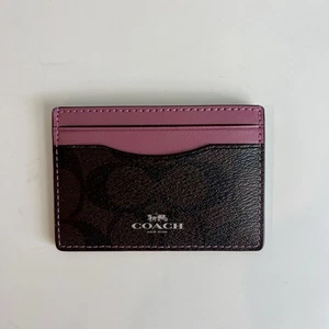 Coach Color-Block Slim Card Case | Brown & Pink | - Picture 1 of 5