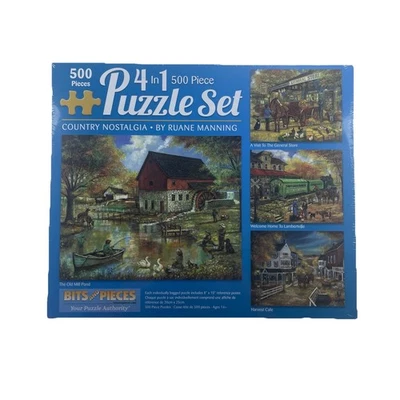 Juego de rompecabezas de 500 piezas 4 en 1 Brocas y piezas COUNTRY NOSTALGIA - Nueva caja sellada Foto 1 de 4