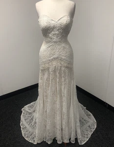 Stacees Sheath Crochet Lace Bias Wedding Dress Formal Gown Summer See Descrip - Picture 1 of 18