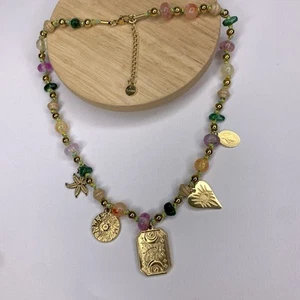 Kopen Australia | Stone Bead Gold Plated Charm Necklace Gypsy Hippie Festival - Picture 1 of 8