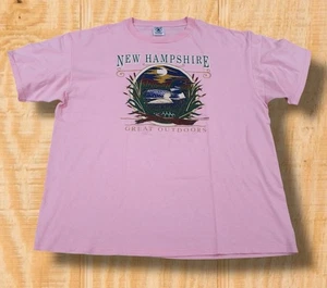 VINTAGE 1995 NEW HAMPSHIRE MENS XL GREAT OUTDOORS PINK TOURIST SOUVENIR T-SHIRT - Picture 1 of 11