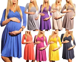 New Ladies MATERNITY DRESS V-Neck Pregnancy Size 8 10 12 14 16 18 Top 4400 - Picture 1 of 23