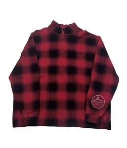 Polo Ralph Lauren 3XLT Flannel Sweatshirt Rare Plaid Red Quarter Zip - Picture 1 of 1
