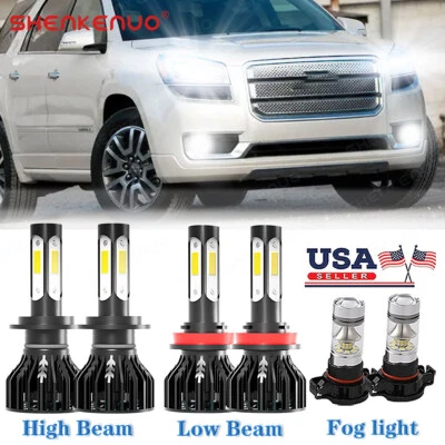 Para GMC Acadia 2007 2008 2009 - 2011 2012 6X Faro LED + Bombillas Antiniebla H&L Foto 1 de 4
