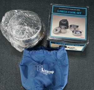 Olicamp 5 Piece Featherweight Stainless Kettle Cook Set Survival NOS Korea Made - Picture 1 of 11