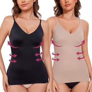 Seamless Women Slim Fit V-Neck Camisole Cami Tank Top Vest Body Shaper Casual - Picture 1 of 28