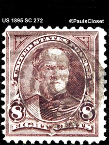 US 1895 SC 272 8¢ SHERMAN VIOLET BROWN USED NO GUM FINE/VERY FINE - Picture 1 of 2