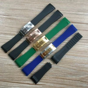 20 mm gebogenes Ende Gummi Uhrenarmband Band & Verschluss Anzüge Submariner Daytona GMT - Bild 1 von 12