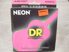 DR NPA-11 Hi-Def Pink Neon 11-50 Luminescent Glow Acoustic Guitar Strings 3Packs