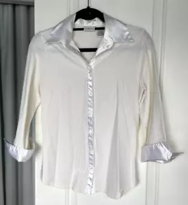 Women's Shirt Blouse Collard Size: S Small 4-6 White by George - Picture 1 of 7