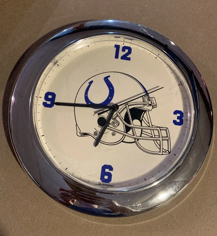 Vintage Indianapolis Colts NFL Chrome Wall Clock by Bulova Sportstime Cover
