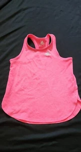 Adidas Girls Hot Florescent Pink Workout Logo Tank Top Size 6 - Picture 1 of 6
