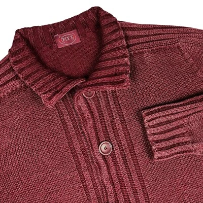 Fly3 Cardigan Sweater Mens Large Wool Button Up Quiet Luxury Jumper Italy Red - Image 1 of 4