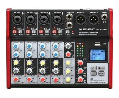 MUSYSIC Professional 6 Channel PA Mixer / Independently phantom power MU-SE6ME - Image 1 of 4